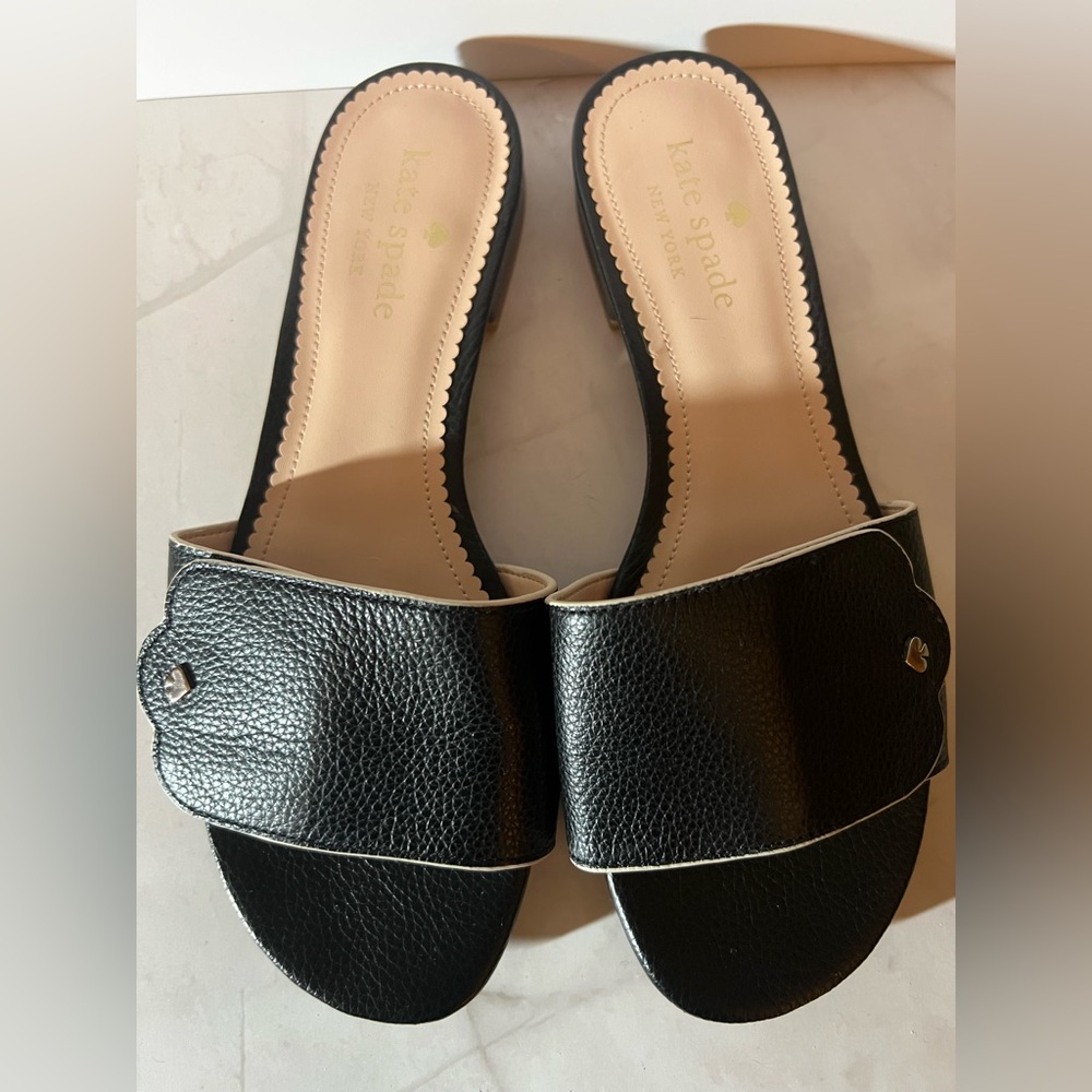 Kate Spade Black Leather Slide Sandals